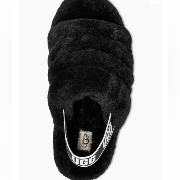 New without tags Ugg black fluff yeah shearling sling back slipper - Picture 3 of 13